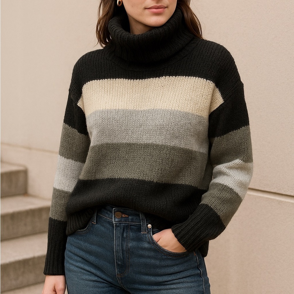 Wooden‎ Ships Color block Stripe Turtleneck Sweater